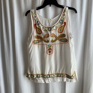 Embroidered sleeveless blouse